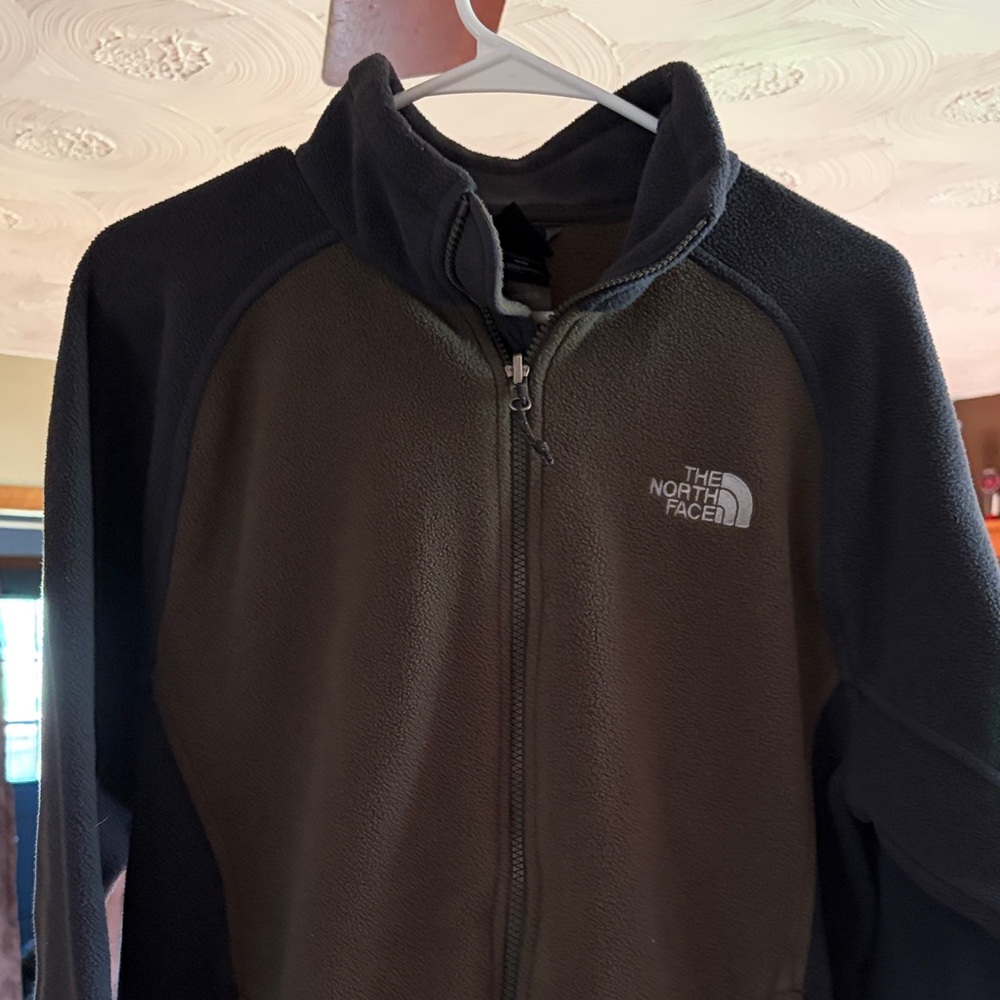 The North Face Black and Dark Green Fleece Jacket